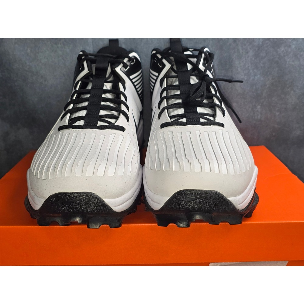 NWB Nike Alpha Menace Strong Shark TB P White Black Football Cleats SZ 15 IB2575 - Picture 2 of 8